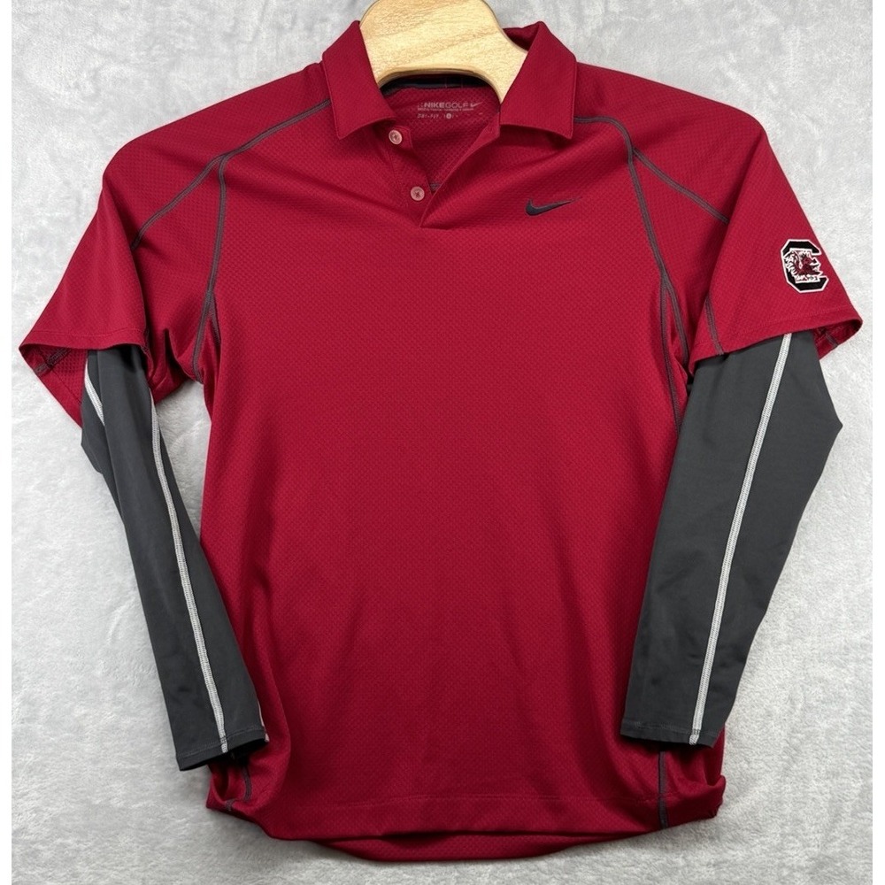 VTG Nike Golf Dri Fit Long Sleeve South Carolina Gamecocks Polo Shirt Men's S